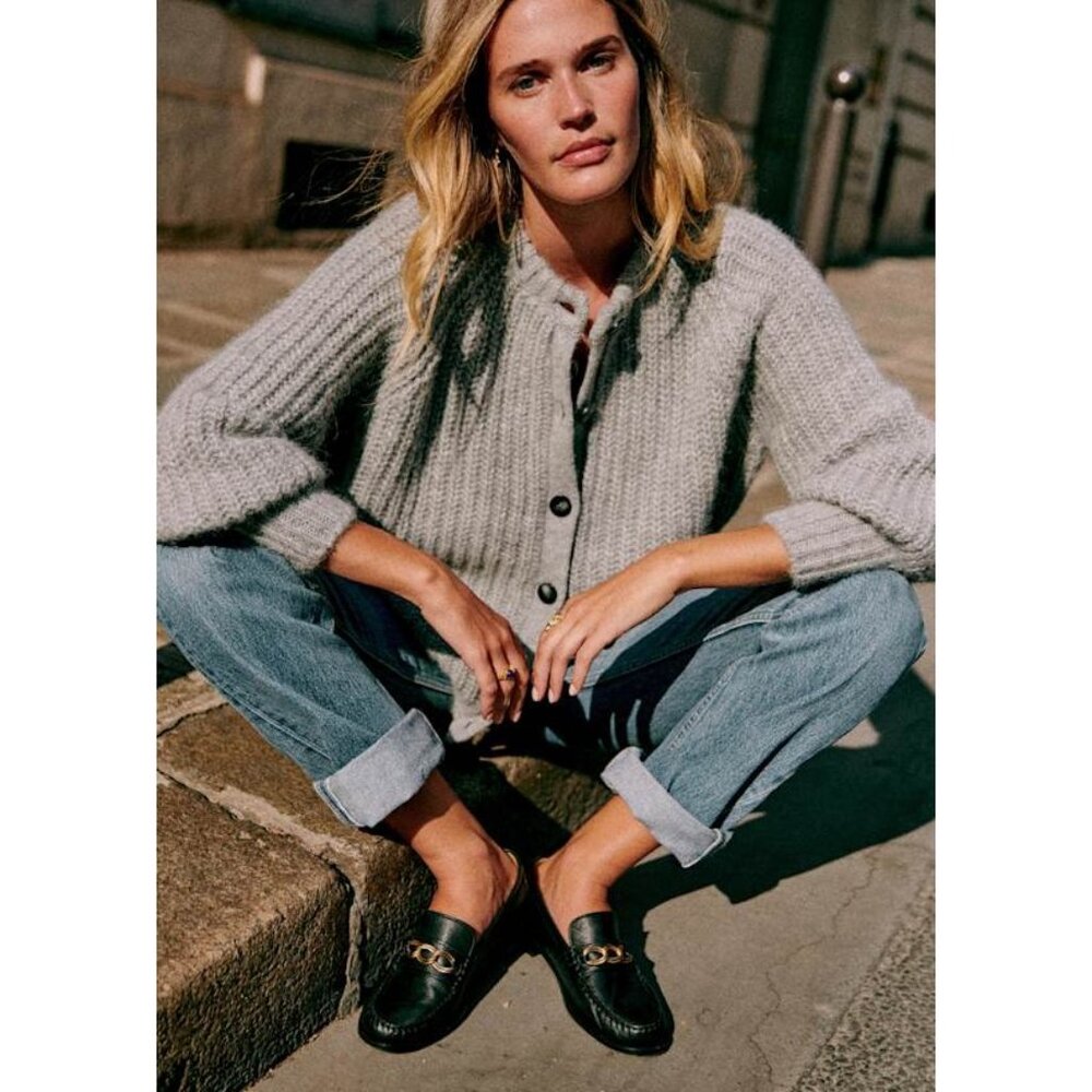 Sezane Emile Cardigan in Mottled Grey